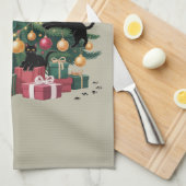 Schwarze Katzen Weihnachtsbaum Katze Lover Xmas Li Geschirrtuch (Viertel Falte)
