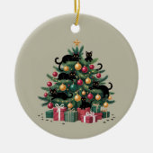 Schwarze Katzen Weihnachtsbaum Katze Lover Xmas Li Keramik Ornament (Vorne)