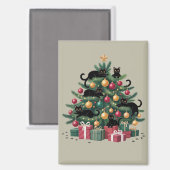 Schwarze Katzen Weihnachtsbaum Katze Lover Xmas Li Magnet (Vorderseite/Rückseite)