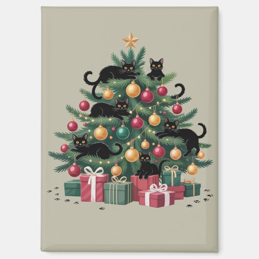 Schwarze Katzen Weihnachtsbaum Katze Lover Xmas Li Magnet (Vorderseite)
