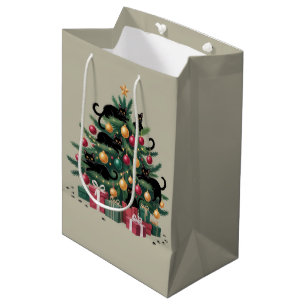 Schwarze Katzen Weihnachtsbaum Katze Lover Xmas Li Mittlere Geschenktüte