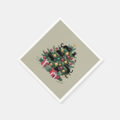 Schwarze Katzen Weihnachtsbaum Katze Lover Xmas Li Serviette (Ecke)