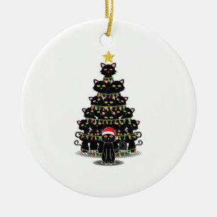 Schwarze Katzen Weihnachtsbaum Weihnachten Keramik Ornament