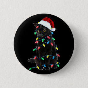 Schwarze Katzen-Weihnachtsbaumlichter Lustiger San Button