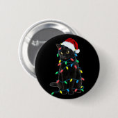 Schwarze Katzen-Weihnachtsbaumlichter Lustiger San Button (Vorne & Hinten)