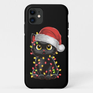 Schwarze Katzen-Weihnachtsbaumlichter Lustiger San Case-Mate iPhone Hülle