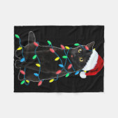 Schwarze Katzen-Weihnachtsbaumlichter Lustiger San Fleecedecke (Vorderseite (Horizontal))