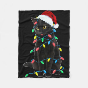 Schwarze Katzen-Weihnachtsbaumlichter Lustiger San Fleecedecke