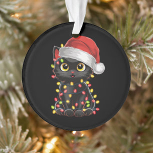 Schwarze Katzen-Weihnachtsbaumlichter Lustiger San Ornament