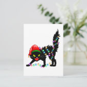 Schwarze Katzen Weihnachtsbeleuchtung Postkarte (Stehend Vorderseite)