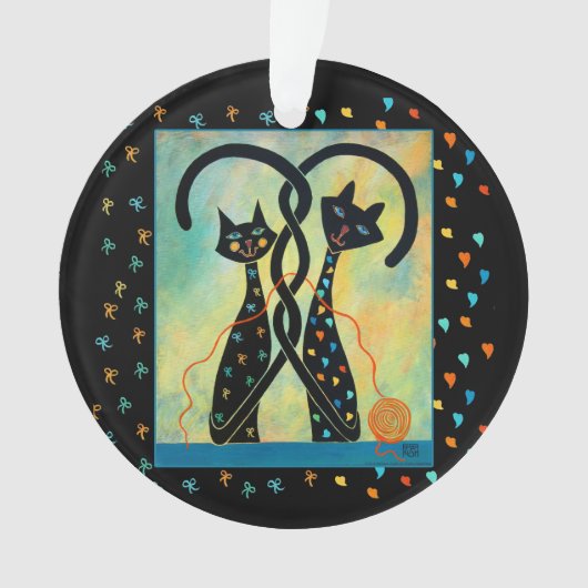 Schwarze Katzen-Weihnachtsverzierung Ornament (Vorderseite)