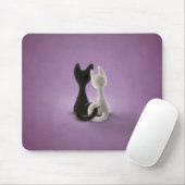 Schwarze Katzen-weiße Katze (Farbe 4) Mousepad (Mit Mouse)