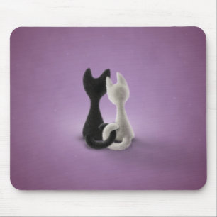 Schwarze Katzen-weiße Katze (Farbe 4) Mousepad
