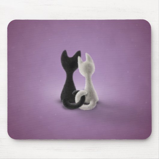 Schwarze Katzen-weiße Katze (Farbe 4) Mousepad (Vorne)