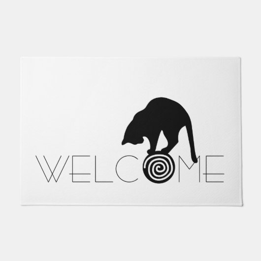 Schwarze Katzen-Willkommens-Fußmatte Fußmatte (Vorderseite)