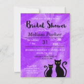 Schwarze Katzen Witchy Halloween Brautparty Party Einladung (Vorderseite)