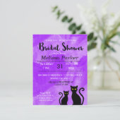 Schwarze Katzen Witchy Halloween Brautparty Party Einladung (Stehend Vorderseite)