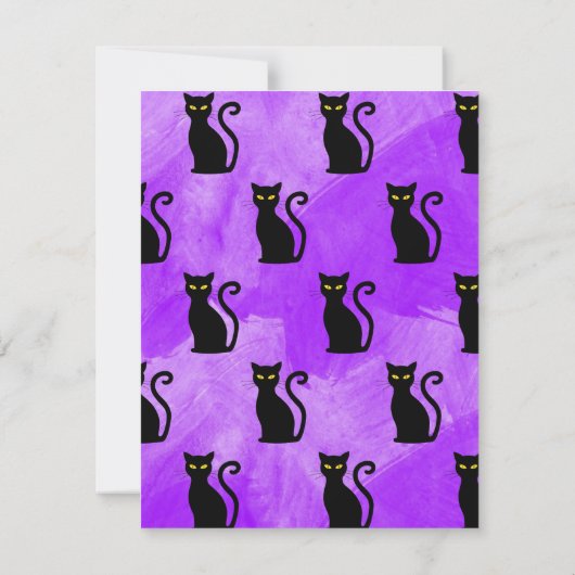 Schwarze Katzen Witchy Halloween Einladung (Rückseite)