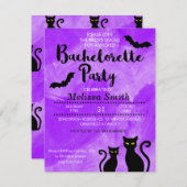 Schwarze Katzen Witchy Halloween Einladung (Vorne/Hinten)