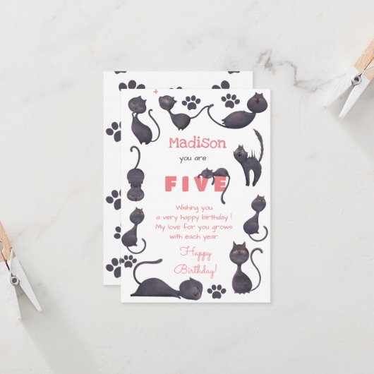 Schwarze Katzen zum Geburtstag Karte (Vorderseite/Rückseite Beispiel)