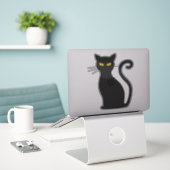 Schwarze Katzenaufkleber Aufkleber (Laptop auf Schreibtisch)