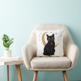 Schwarze Katzenaufkleber Kissen
