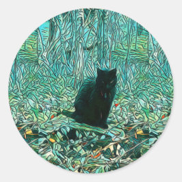 Schwarze Katzenaufkleber Runder Aufkleber