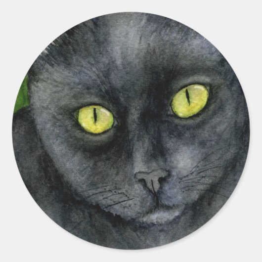 Schwarze Katzenaufkleber Runder Aufkleber (Vorderseite)