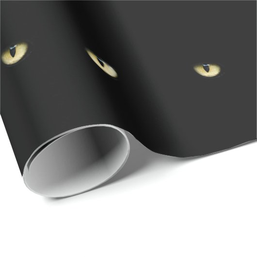 Schwarze Katzenaugen | Halloween Geschenkpapier (Rolleneckpunkt)
