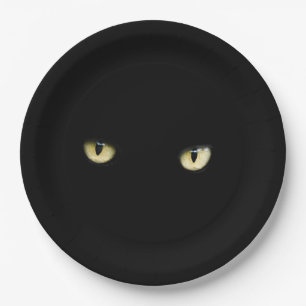 Schwarze Katzenaugen Halloween Pappteller
