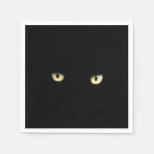 Schwarze Katzenaugen Halloween Serviette