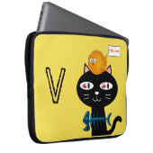 Schwarze Katzenbeinknochen Gelb Laptopschutzhülle (Vorne Rechts)