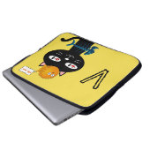 Schwarze Katzenbeinknochen Gelb Laptopschutzhülle (Vorne Knopf)