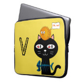 Schwarze Katzenbeinknochen Gelb Laptopschutzhülle (Vorderseite Links)