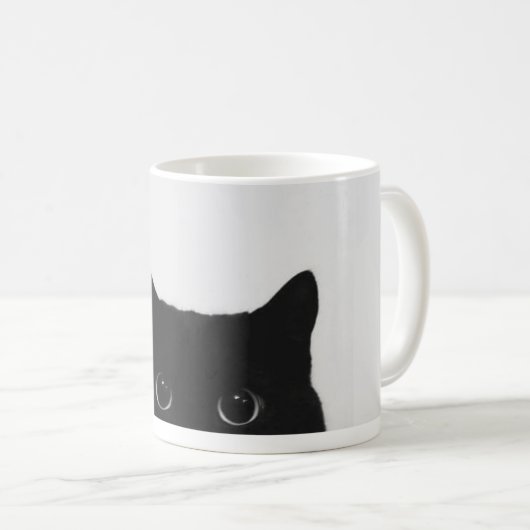 Schwarze Katzenblick-Tasse Kaffeetasse (VorderseiteRechts)