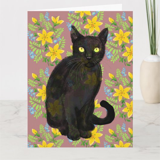 schwarze Katzenblume Karte (Vorderseite)