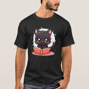 Schwarze Katzenbuchliebhaberin liest leicht ablenk T-Shirt