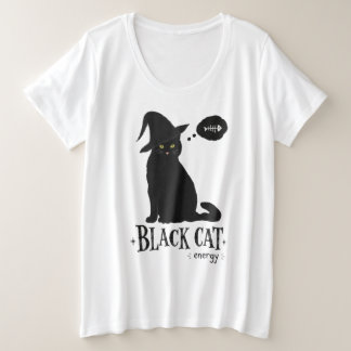 Schwarze Katzenenergie Große Größe T-Shirt
