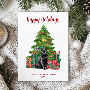Schwarze Katzenfamilien-Weihnachten Feiertagskarte