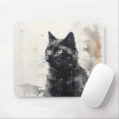 Schwarze Katzenfarbe Mousepad (Mit Mouse)