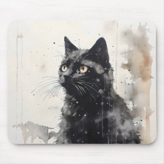 Schwarze Katzenfarbe Mousepad (Vorne)