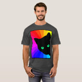 Schwarze Katzenfarbe Prismengrün Augen Katzenjamme T-Shirt (Vorne ganz)
