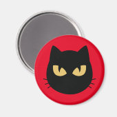 Schwarze Katzenfläche Magnet (Vorderseite/Rückseite)