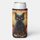 Schwarze Katzenfledermäuse Kürbisse Whimsical Pers Selters Dosenkühler (Seltzer Rückseite)