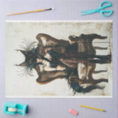 Schwarze Katzenfrau in Schwarz und Pfauendecoupage Seidenpapier (Basteln)