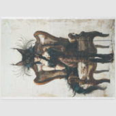 Schwarze Katzenfrau in Schwarz und Pfauendecoupage Seidenpapier (Vorderseite)