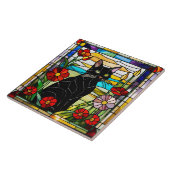 Schwarze katzengefestigte Glasdekoration Fliese (Seite)