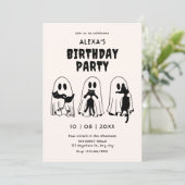 schwarze Katzengeist-Geburtstag Einladung (Stehend Vorderseite)