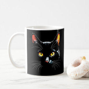 Schwarze Katzengesicht Kaffeetasse