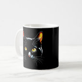 Schwarze Katzengesicht Kaffeetasse (Vorderseite Links)